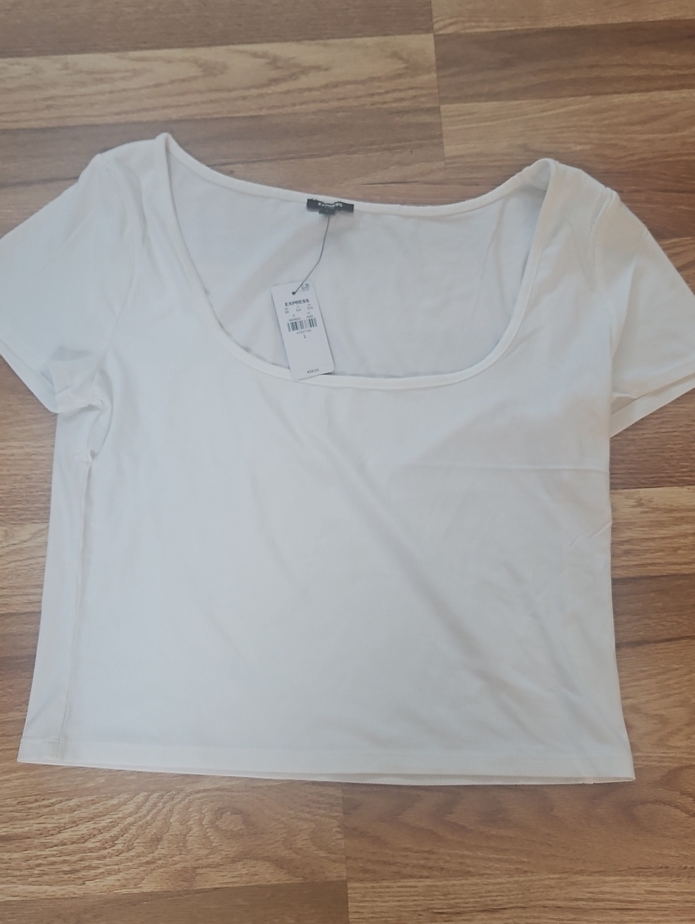 Express White Scoop Neck Crop Top Size Large New With Tags